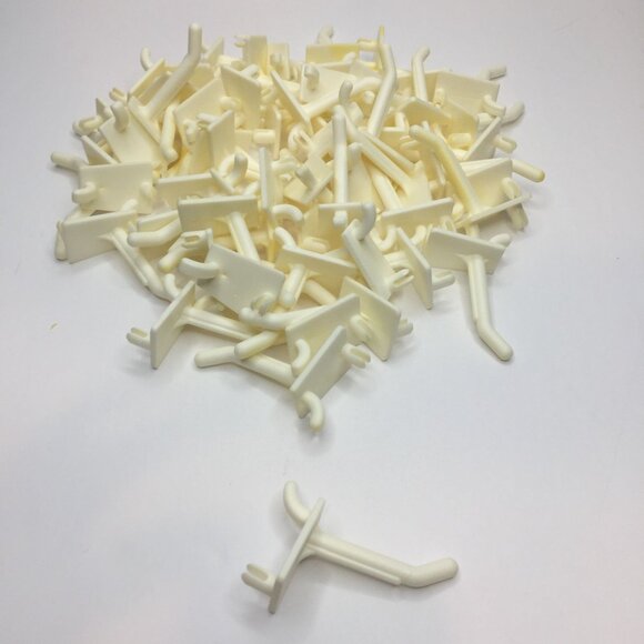 ~94 White Plastic Peg Board Hooks 59 2" & 35 4" Garage Home Storage Organization - Picture 2 of 8